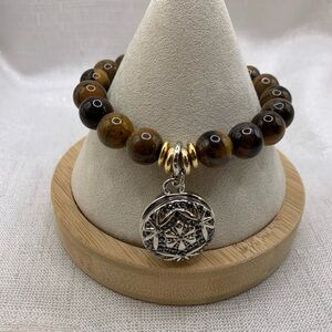 💗Dragonfly - Tigers Eye Bead Snap Button Bracelet and Charm - Ginger Snaps & Co.